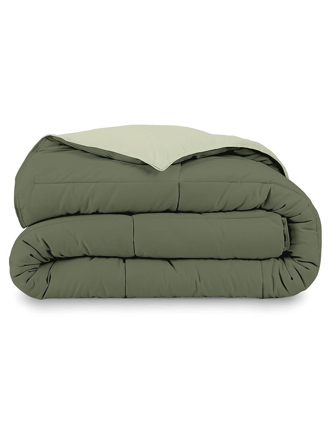 Story@home Olive Green Solid Reversible 240 GSM Heavy Winter Single Bed Comforter