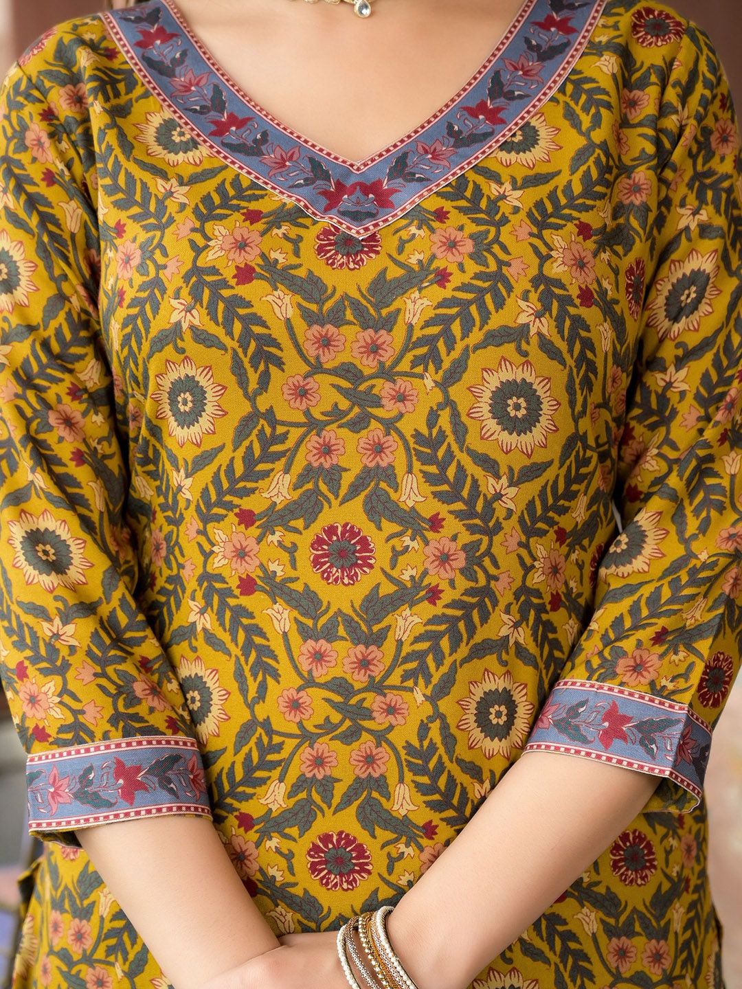 KALINI Floral Printed Straight Kurta with Salwar & Dupatta