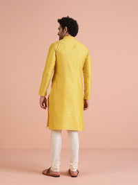 KISAH Woven Design Thread Work Mandarin Collar Straight Kurta