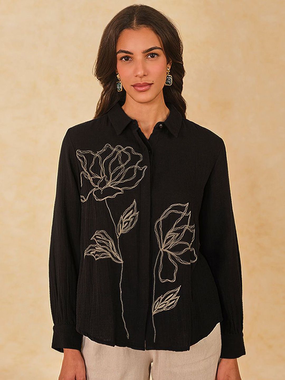 AND Mandarin Collar Cotton Top