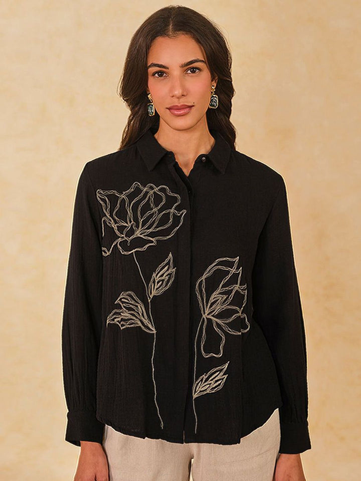 AND Mandarin Collar Cotton Top