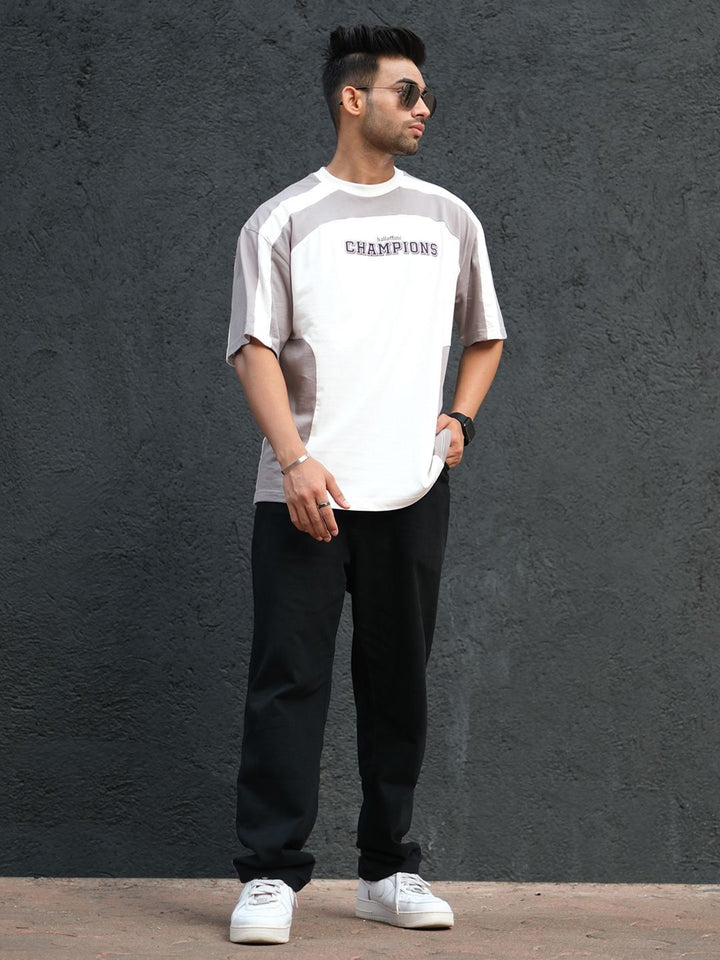 Powerlook Men Typography Printed Round Neck Cotton Oversized T-Shirt