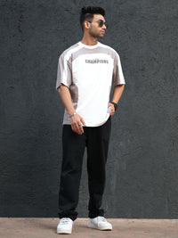 Powerlook Men Typography Printed Round Neck Cotton Oversized T-Shirt