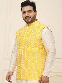 SOJANYA PLUS Men Plus Size Embroidered Mandarin Collar Nehru Jacket