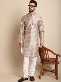 Motif Etnik Anouk Bercetak Kurta Sutera Jacquard dengan Churidar