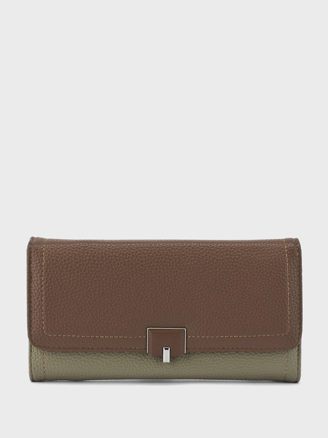 Lino Perros Women Buckle Detail Two Fold Wallet with SIM Card Holder