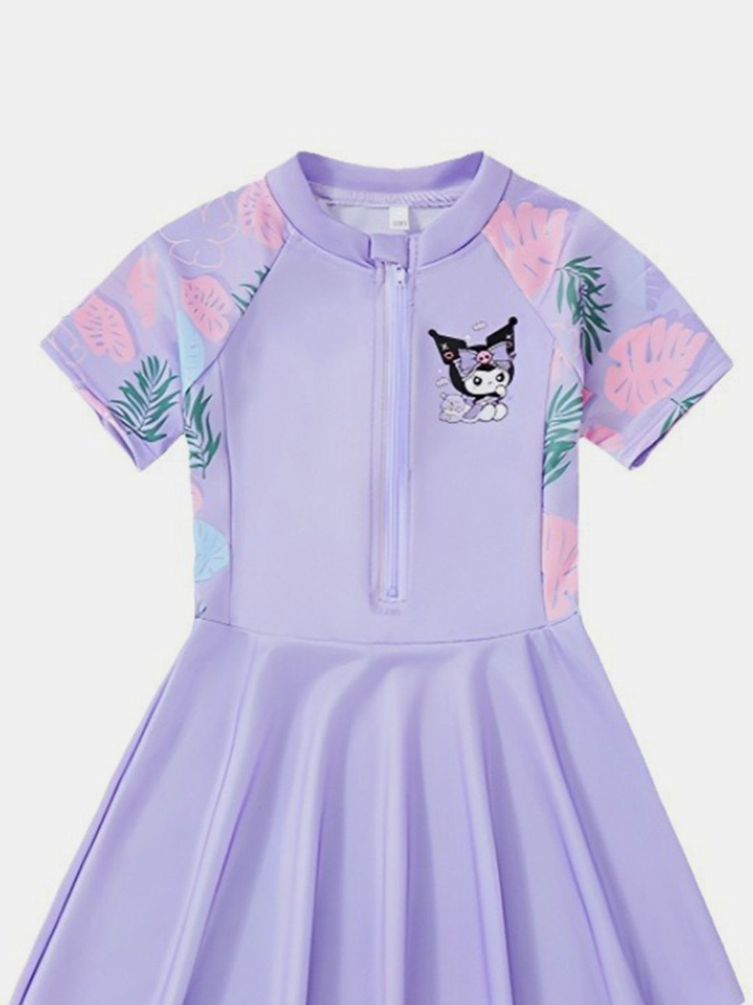 YK Girls Printed Round Neck Swim Dress