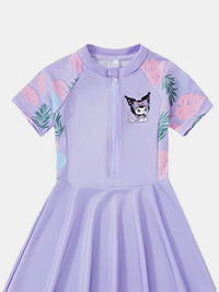 YK Girls Printed Round Neck Swim Dress