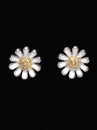 PANASH 925 Sterling Silver Rhodium & Gold-Plated Floral Studs