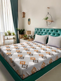 KLOTTHE Grey Geometric 400 TC Cadar Katil King dengan 2 Sarung Bantal