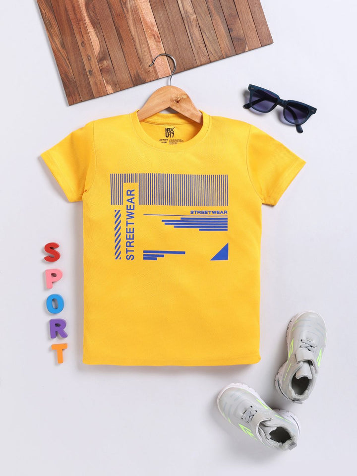 HRX by Hrithik Roshan Boys Typography Printed Rapid-Dry T-shirt