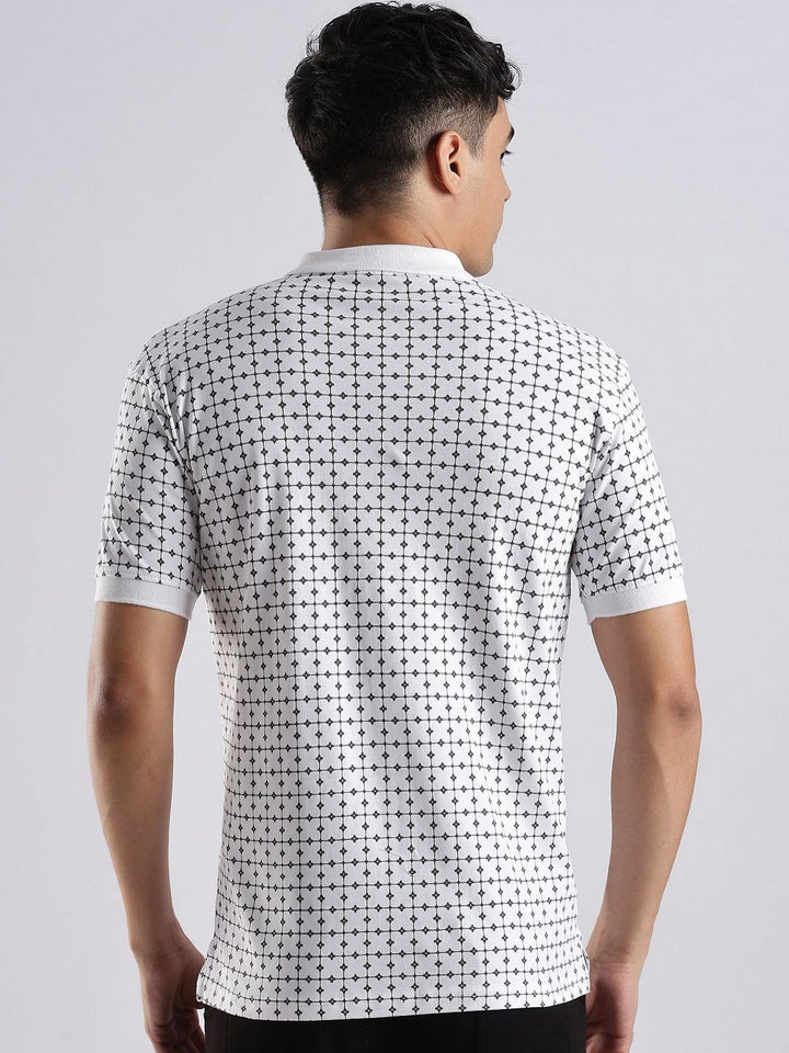 Baju-T Kapas Kolar Polo Bercetak Bunga ADRO