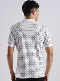 Baju-T Kapas Kolar Polo Bercetak Bunga ADRO