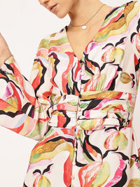 DressBerry Chromatic Chaos Pleated Smocked Mini Dress