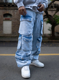 Powerlook Men Cotton Longgar Fit Cargos Fit