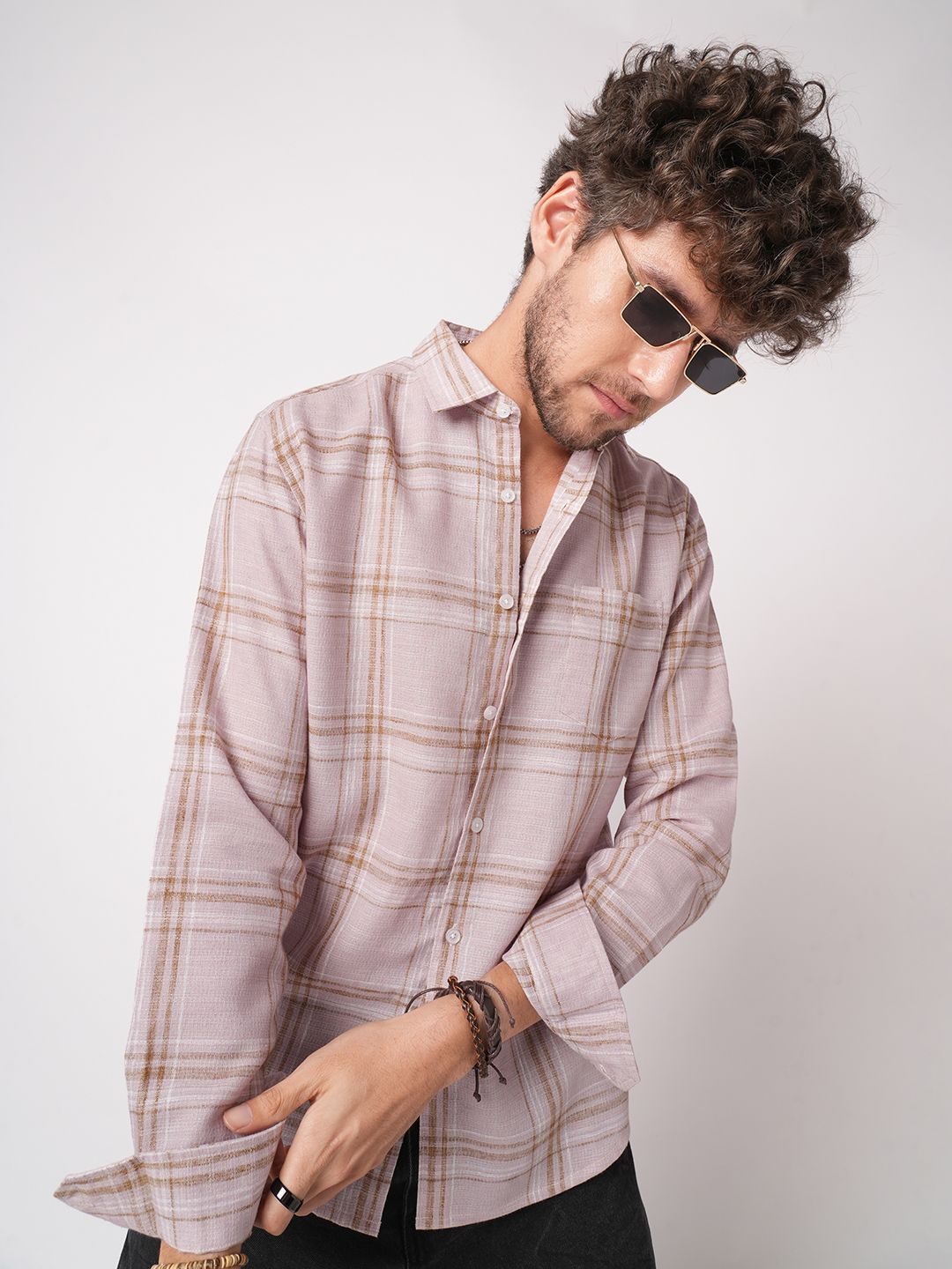 VASTRADO Classic Checked Slim Fit Pure Cotton Casual Shirt