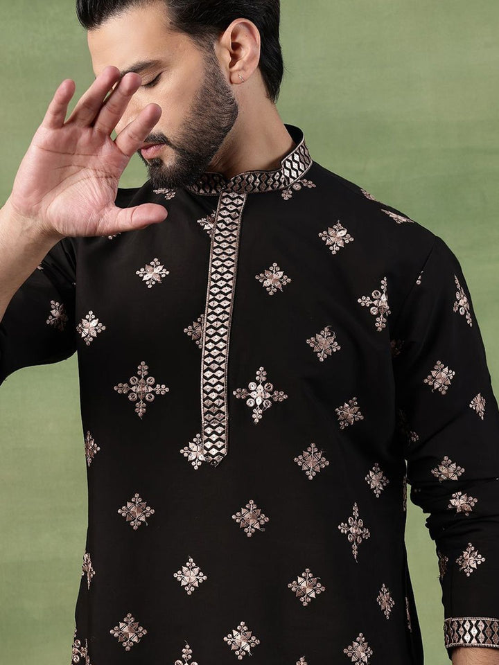 SOJANYA Men Bandhani Sulam Cermin Kerja Kurta
