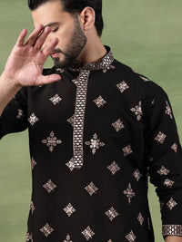 SOJANYA Men Bandhani Sulam Cermin Kerja Kurta