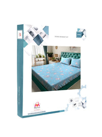 Myntra Elegant Homes Biru Watak Kartun Kapas Tulen 400 TC Dilengkapi Cadar King Superfine dengan 2 Sarung Bantal-98 x 89 inci