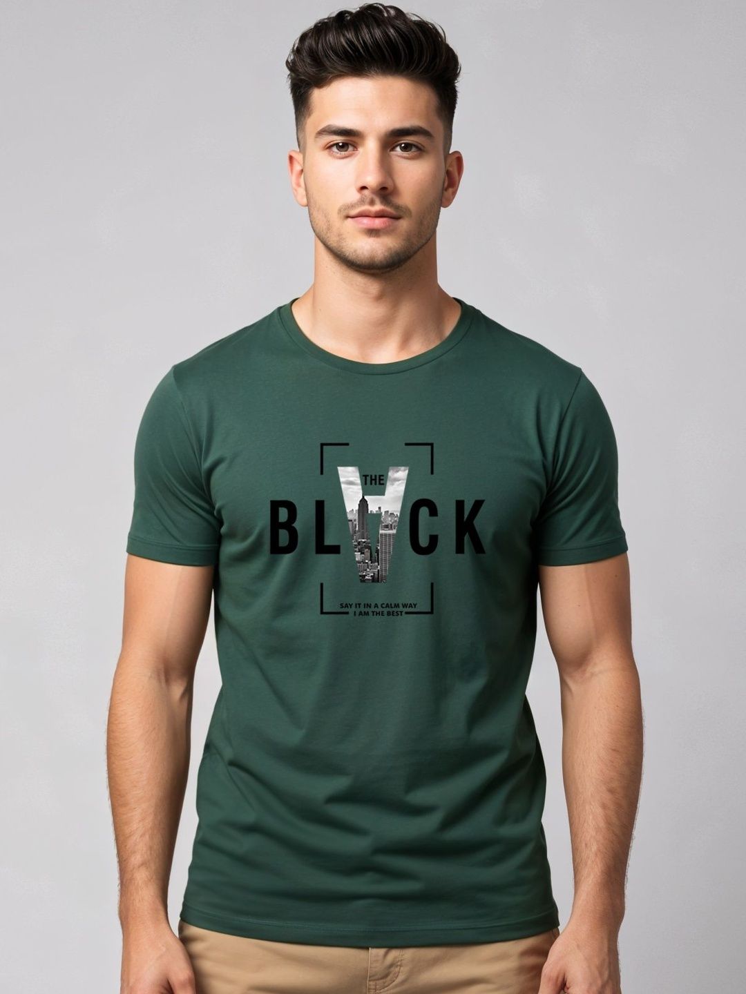 ADRO Typography Printed Short Sleeves Cotton Regular Fit T-shirt