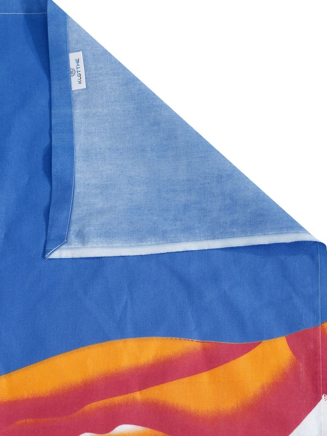 KLOTTHE  Blue and Brown Cartoon Printed Flat 400 TC Cotton King Bedsheet With 2 Pillow Covers