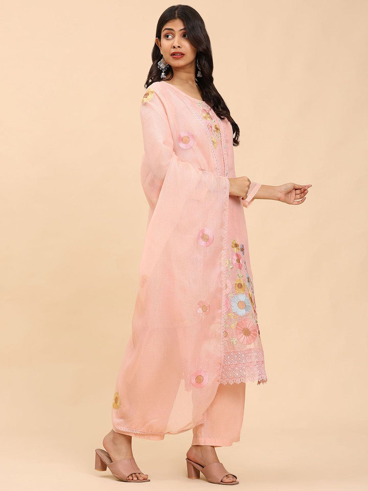 Mamicha Women Floral Regular Pure Cotton Kurta with Palazzos & With Dupatta