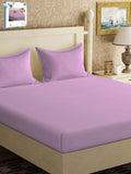 Myntra Elegant Homes Purple Solid 300 TC Fitted King Double Bedsheet with 2 Pillow Covers