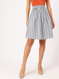 DressBerry Striped Smocked Flared Skirt
