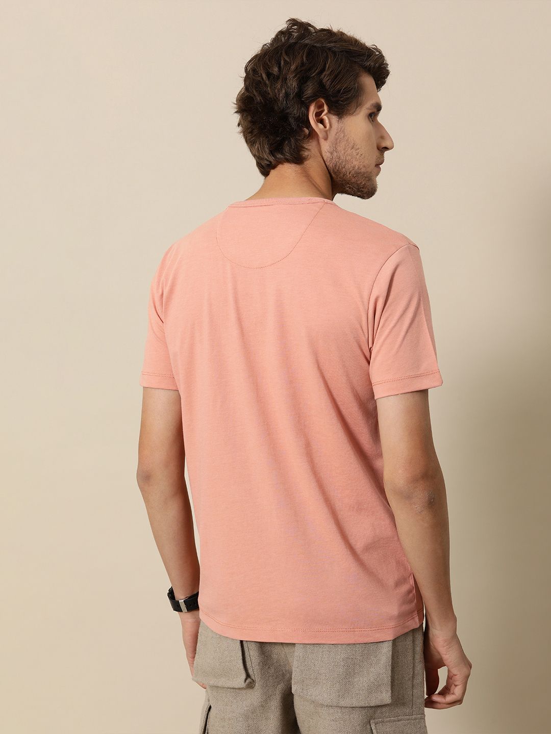 Mr Bowerbird Men Dusty Pink Tailored Fit T-shirt