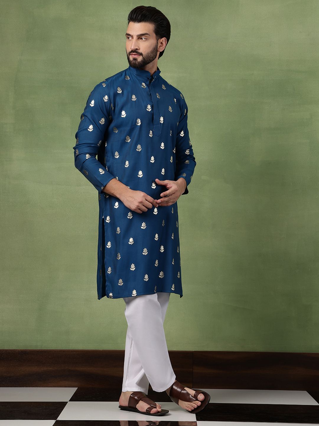 SOJANYA Men Floral Printed Kurta