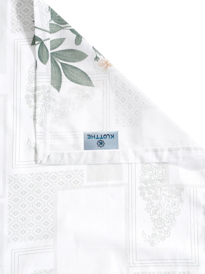 KLOTTHE White & Grey Floral 400 TC Cadar dengan 2 Sarung Bantal