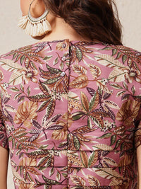 Quiero Floral Printed Boat Neck Top dengan Palazzos