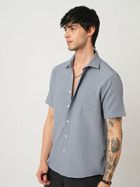 VASTRADO Men Classic Spread Collar Textured  Slim Fit Casual Shirt