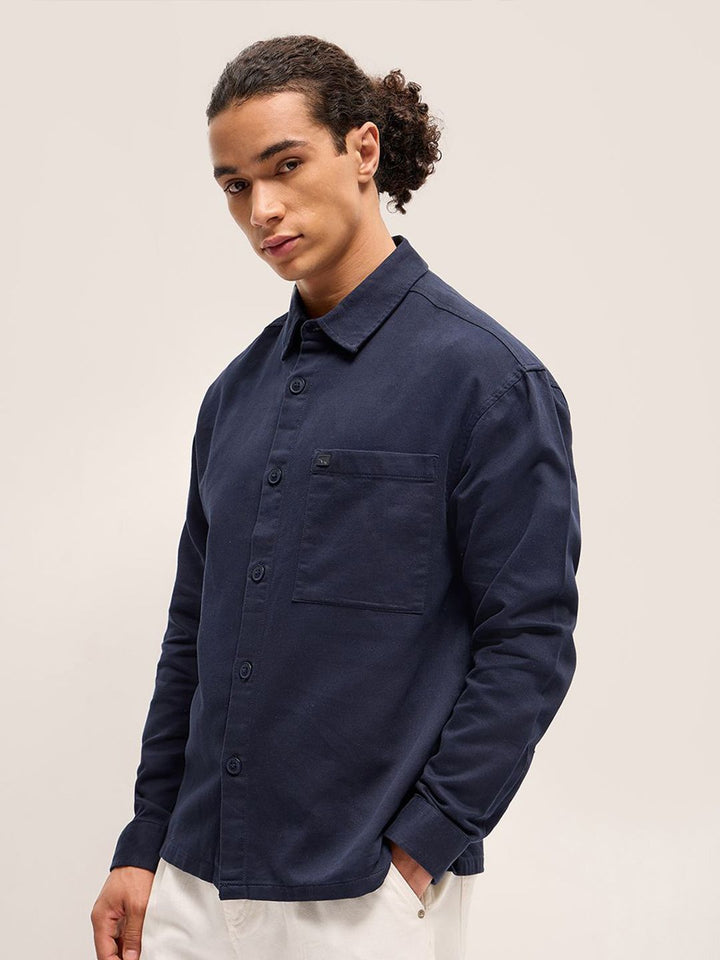 THE BEAR HOUSE Men Solid Spread Collar Oversized Shirt