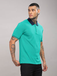 ADRO Men Solid Polo Collar Cotton T-shirt