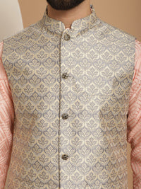 Anouk Embroidered Regular Thread Work Kurta with Churidar & Nehru Jacket