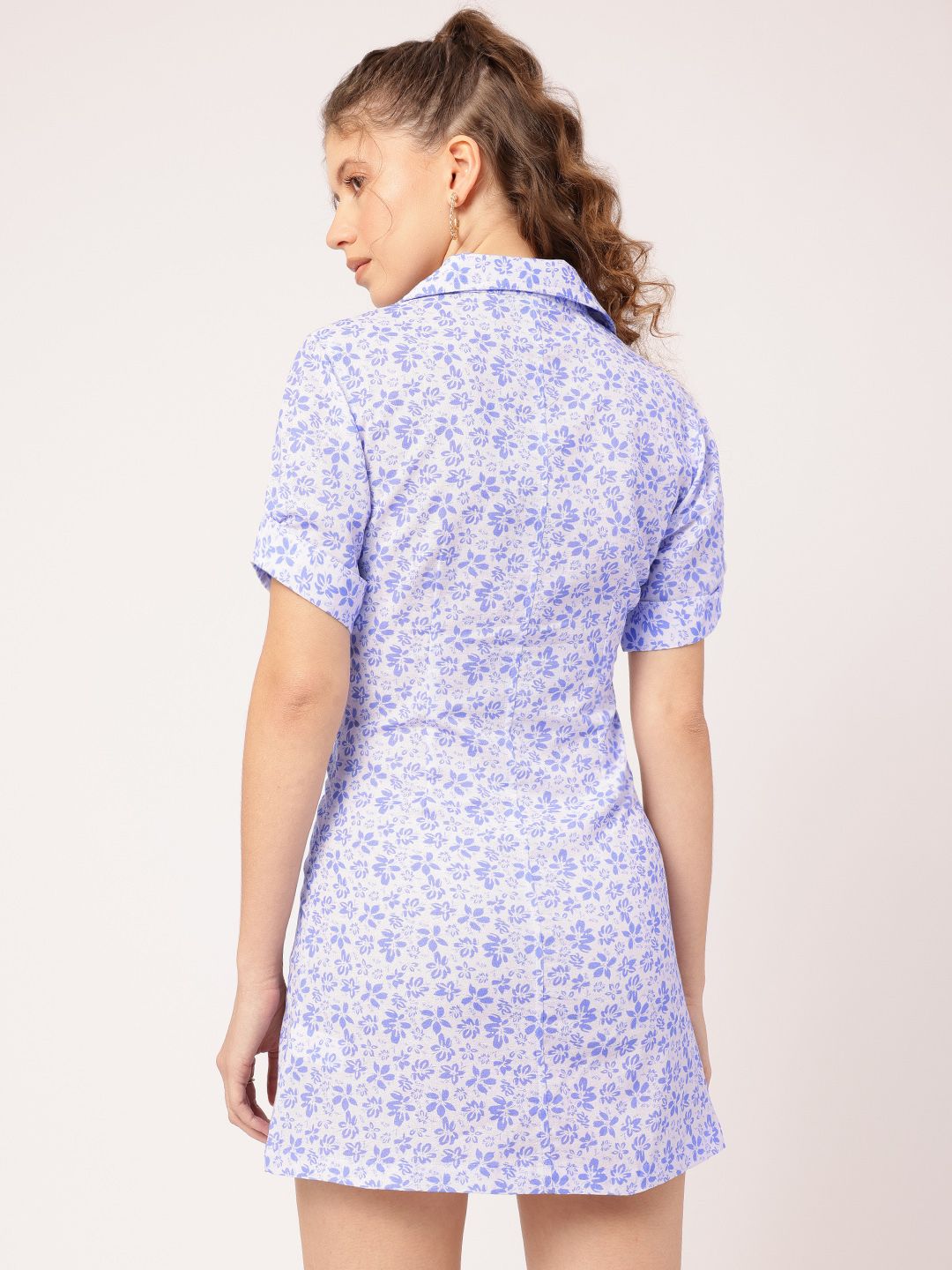 DressBerry Botanical Bliss Floral Print Pocket Detail Mini Shirt Dress