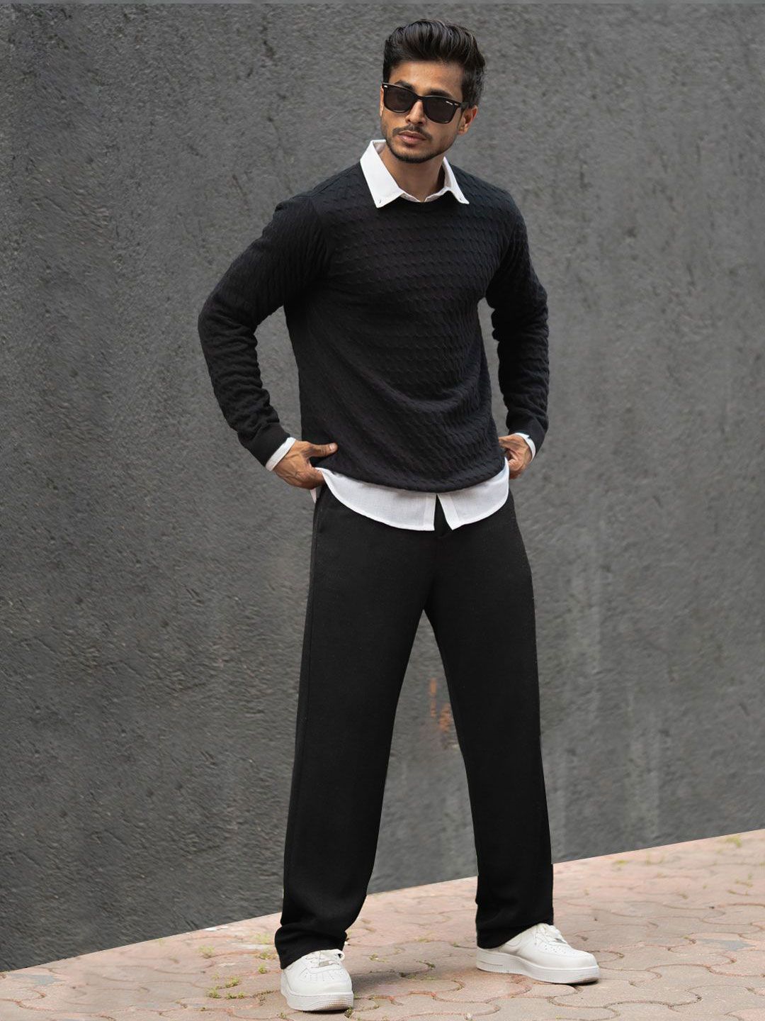 Powerlook Men Self Design Round Neck Cotton T-shirt