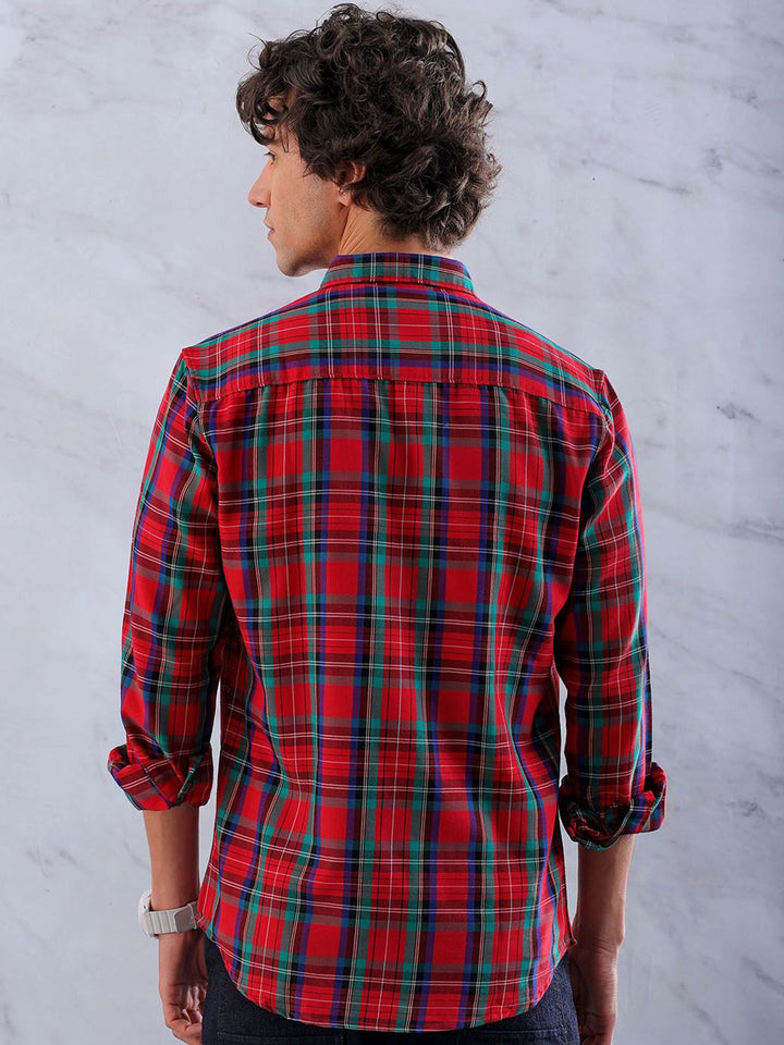 The Indian Garage Co Men Slim Fit Tartan Checks Casual Shirt