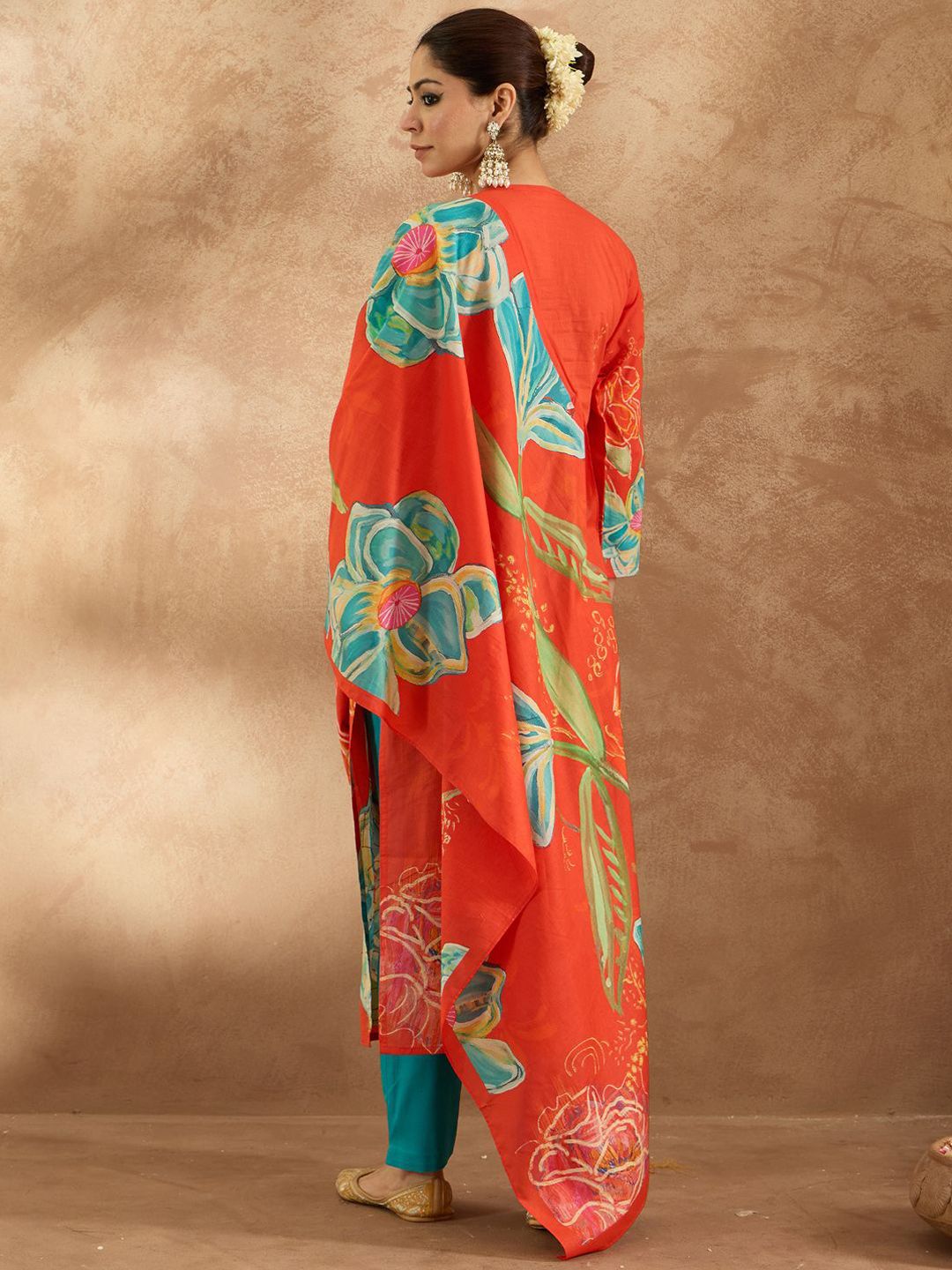 Indo Era Women Floral Printed Regular Pure Cotton Kurta with Trousers & Dupatta