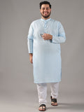 SOJANYA PLUS Plus Size Lelaki Motif Etnik Bercetak Kolar Jalur Kurta Lurus Dengan Piyama