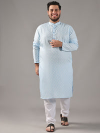 SOJANYA PLUS Plus Size Lelaki Motif Etnik Bercetak Kolar Jalur Kurta Lurus Dengan Piyama