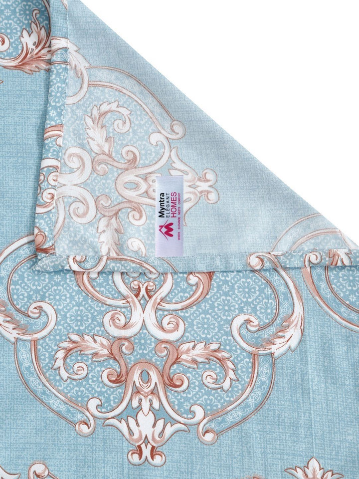 Myntra Elegant Homes Blue & White Printed 300 TC King Bedsheet Set 2.50 m x 2.25 m