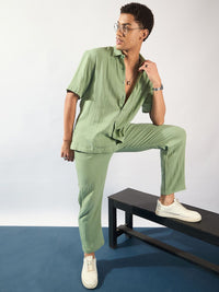 DENNISON Men Muslin Cotton Double Gauge Oversized Coord Set