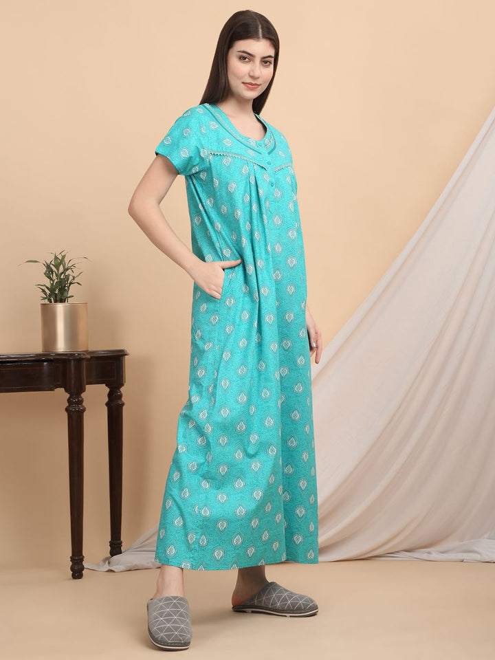 Sweet Dreams Ethnic Motifs Printed Maxi Nightdress