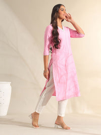 Mamicha Women Regular Thread Work Pure Cotton Kurta with Trousers