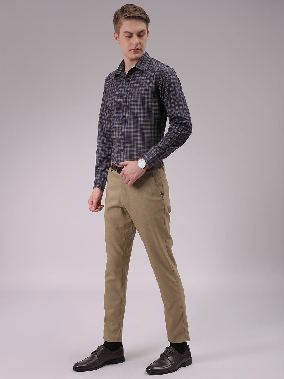 The Indian Garage Co. X Luxe Men Cutaway Collar Vertical Striped Slim Fit Formal Shirt