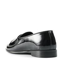 MONKSTORY  Eclecta Glossy Side Buckle Slip Ons - Brown & Black