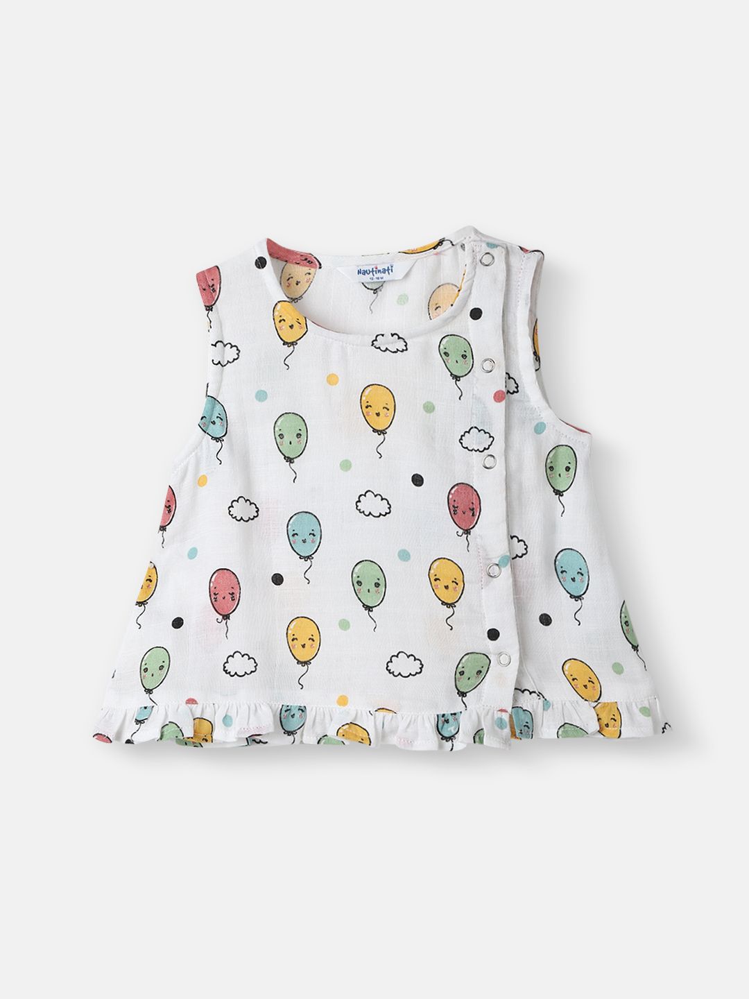 Nauti Nati Girls Printed Pure Cotton Top With Shorts