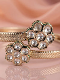 PANASH Gold-Plated Artificial Stones Studded Cuff Bracelet